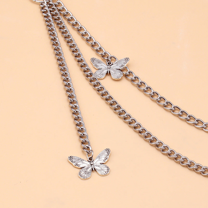 Silver Punk Butterfly Waist Chain Belt