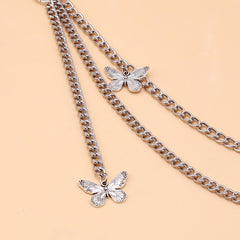 Silver Punk Butterfly Waist Chain Belt