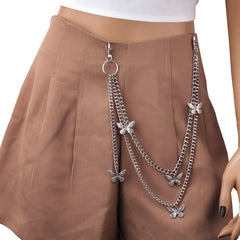 Silver Punk Butterfly Waist Chain Belt