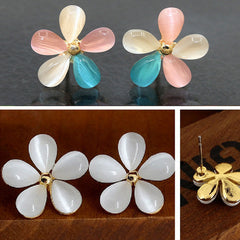 Moonstone Decor Stud Earrings 18K Plated Jewelry