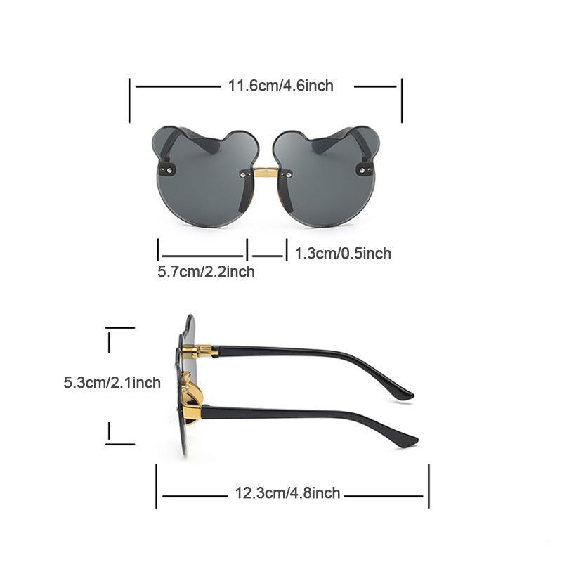 Gradient Rimless Bear Sunglasses for Women and Kids, Summer Beach Pa