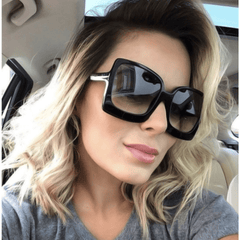 Y2K Oversized Square Sunglasses Gradient Mirror Lens UV400