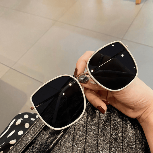 Square Metal Sunglasses Large Mirror Lens UV400