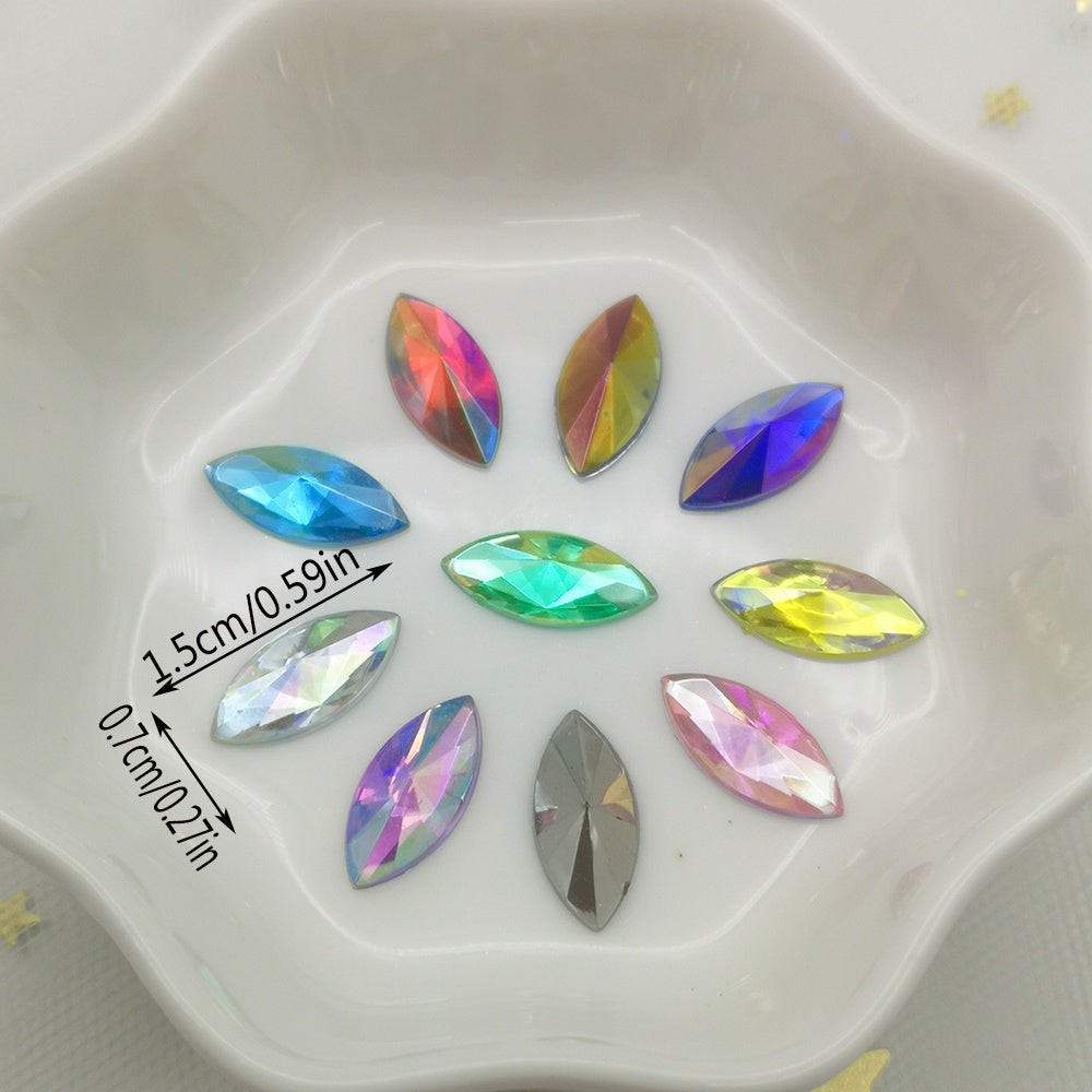 30pcs Colorful AB Horse Eye Rhinestone Applique Flatback Acrylic