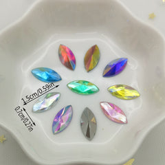 30pcs Colorful AB Horse Eye Rhinestone Applique Flatback Acrylic