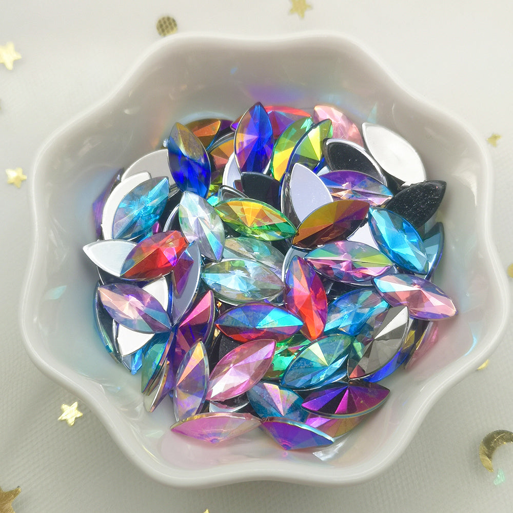 30pcs Colorful AB Horse Eye Rhinestone Applique Flatback Acrylic