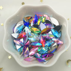30pcs Colorful AB Horse Eye Rhinestone Applique Flatback Acrylic