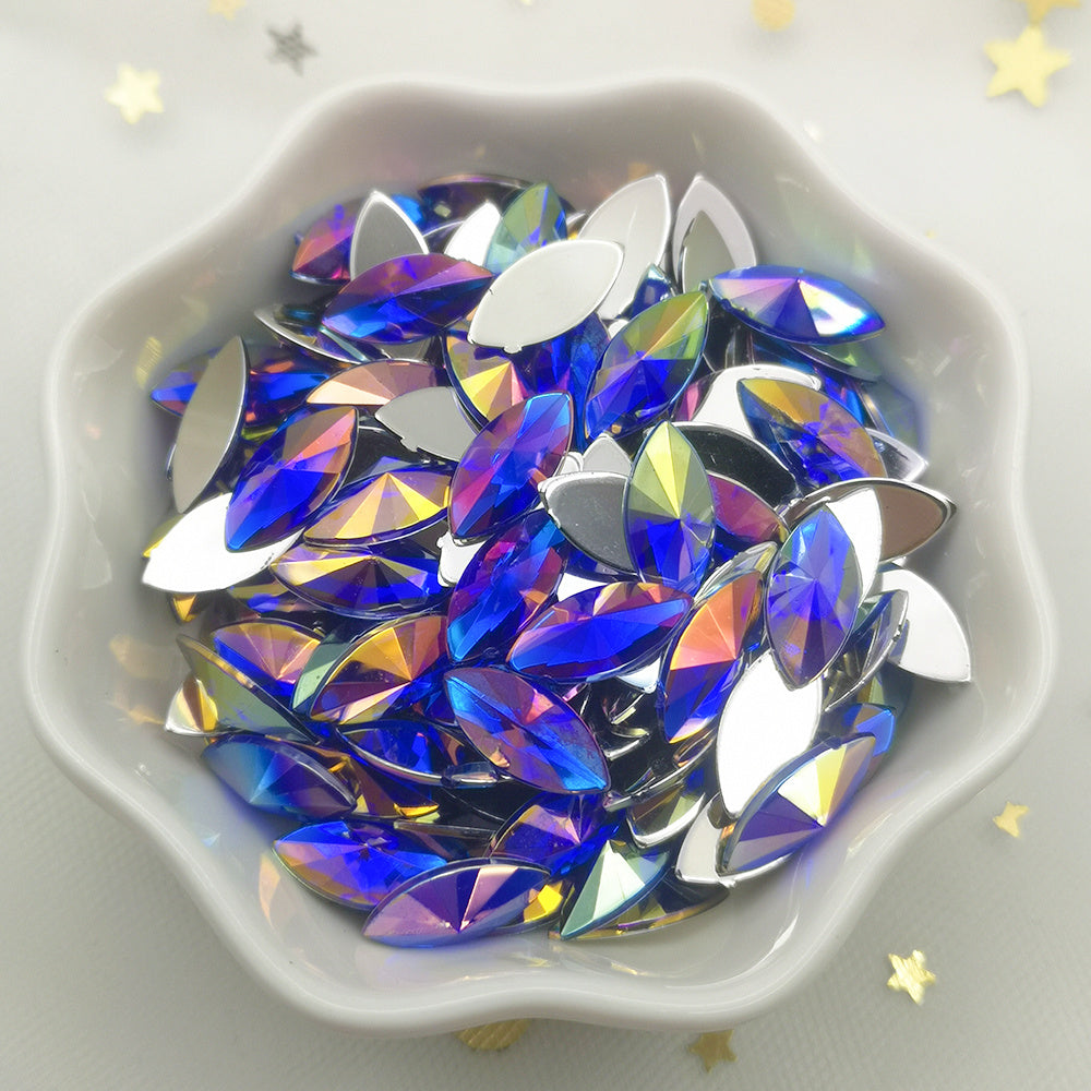 30pcs Colorful AB Horse Eye Rhinestone Applique Flatback Acrylic