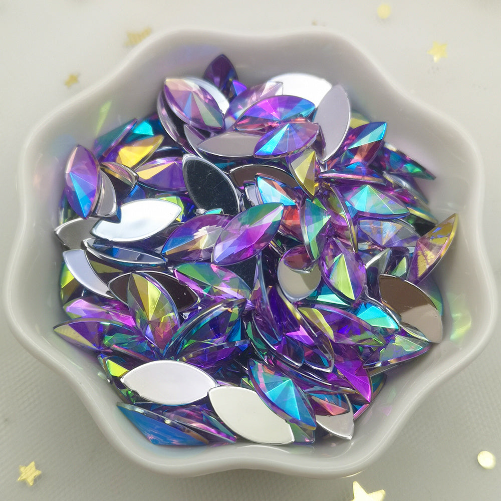 30pcs Colorful AB Horse Eye Rhinestone Applique Flatback Acrylic
