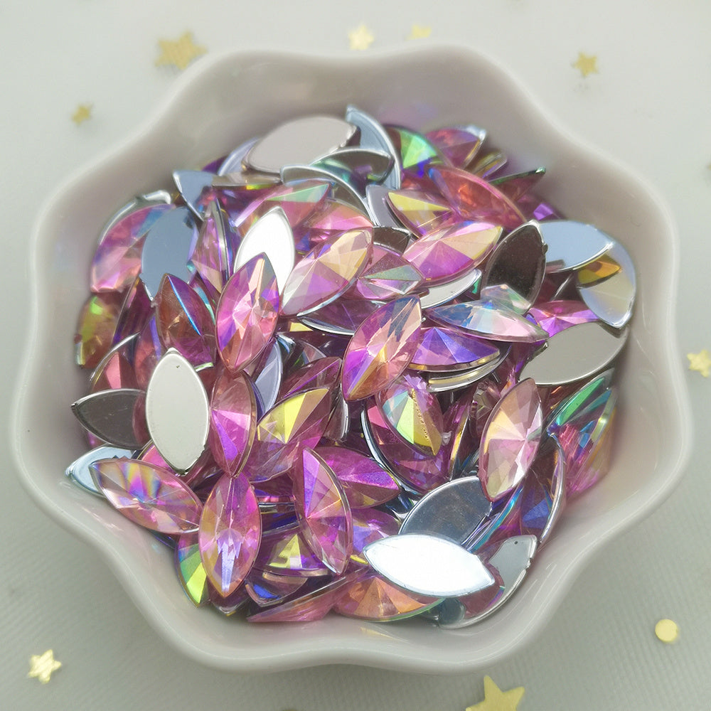30pcs Colorful AB Horse Eye Rhinestone Applique Flatback Acrylic