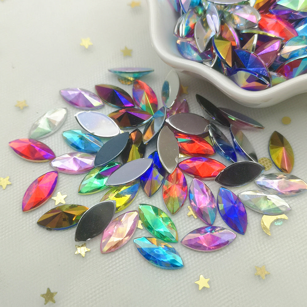 30pcs Colorful AB Horse Eye Rhinestone Applique Flatback Acrylic