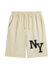 NY Print Men's Comfy Drawstring Shorts Summer Clothing
