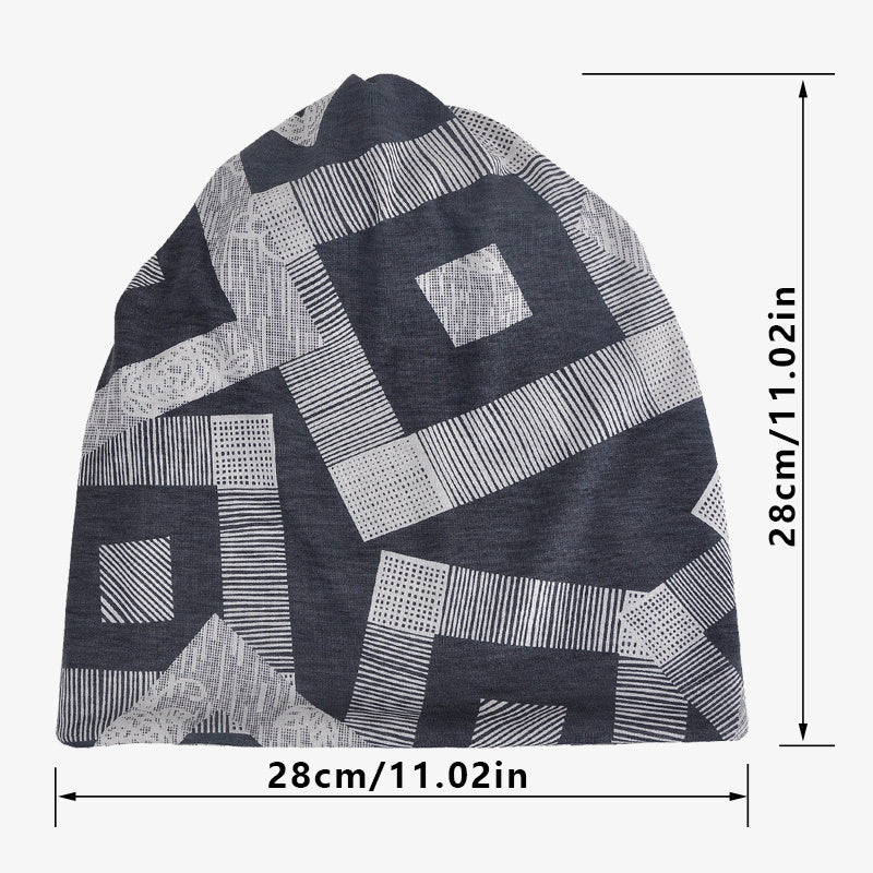 Slouchy Beanie Geometric Pattern Knitted Cap Turban Hat