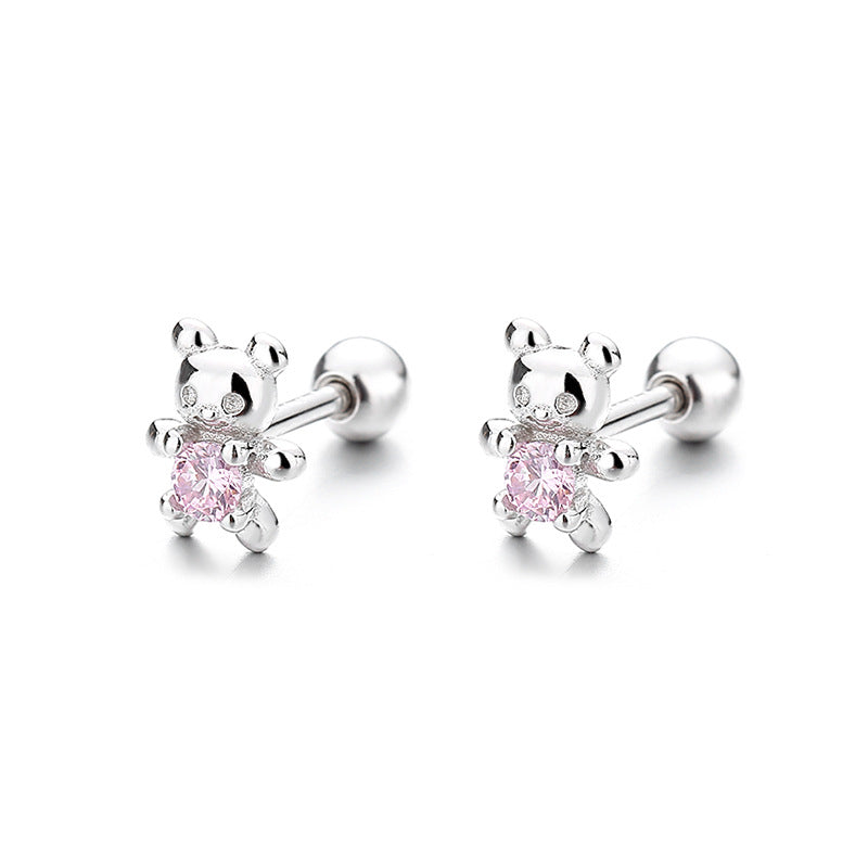 S925 Sterling Silver Bear Earstuds