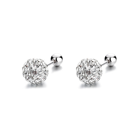 S925 Silver Red Ball Earrings Zircon Thread Bead Earrings Girls Jewelry