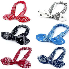 Paisley Print Headband Boho Hair Band Retro Cross Knot Elastic Hair Band
