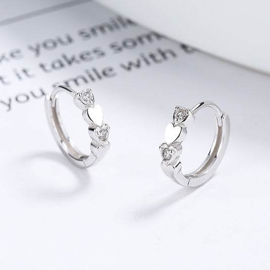 S925 CZ Heart Earrings For Girls