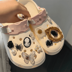 Baroque Style Shoe Charms Butterfly Pearl Flower Accessories