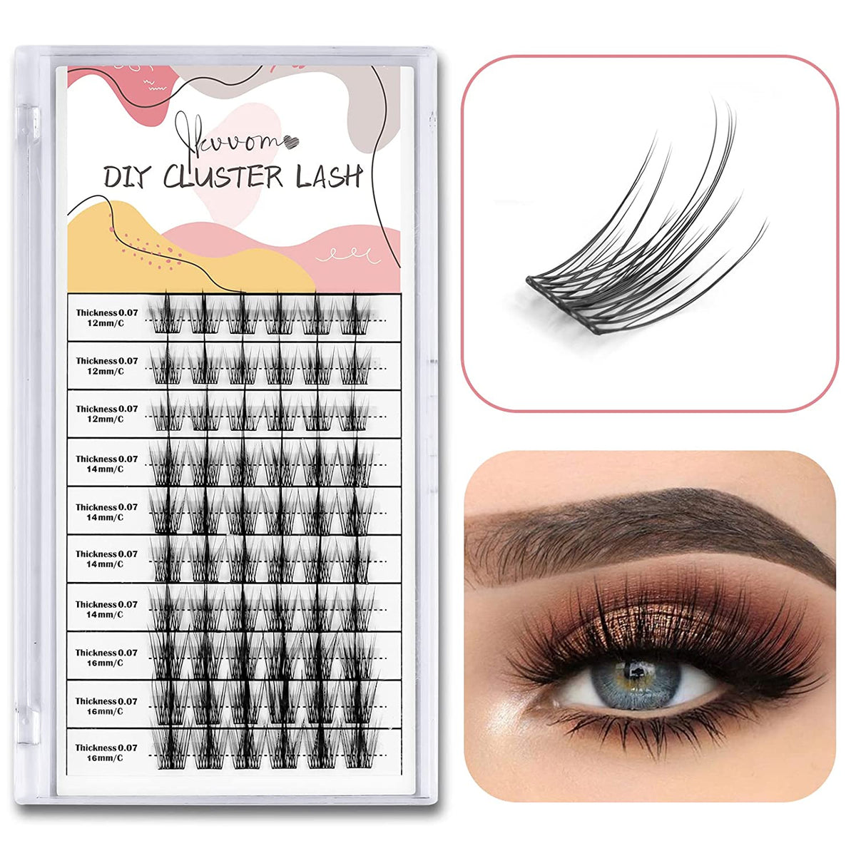 Anime Style False Eyelashes Kit with Transparent Stem