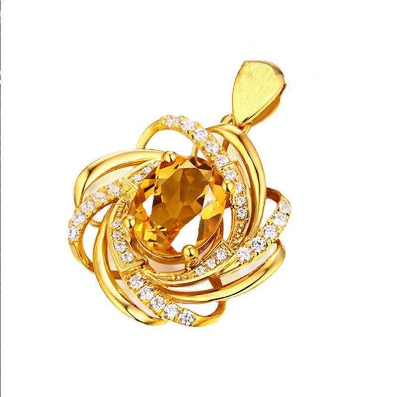 Flower Shape Pendant with Rhinestones for DIY Jewelry Making