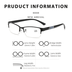 HD Semi Rimless Reading Glasses with Case