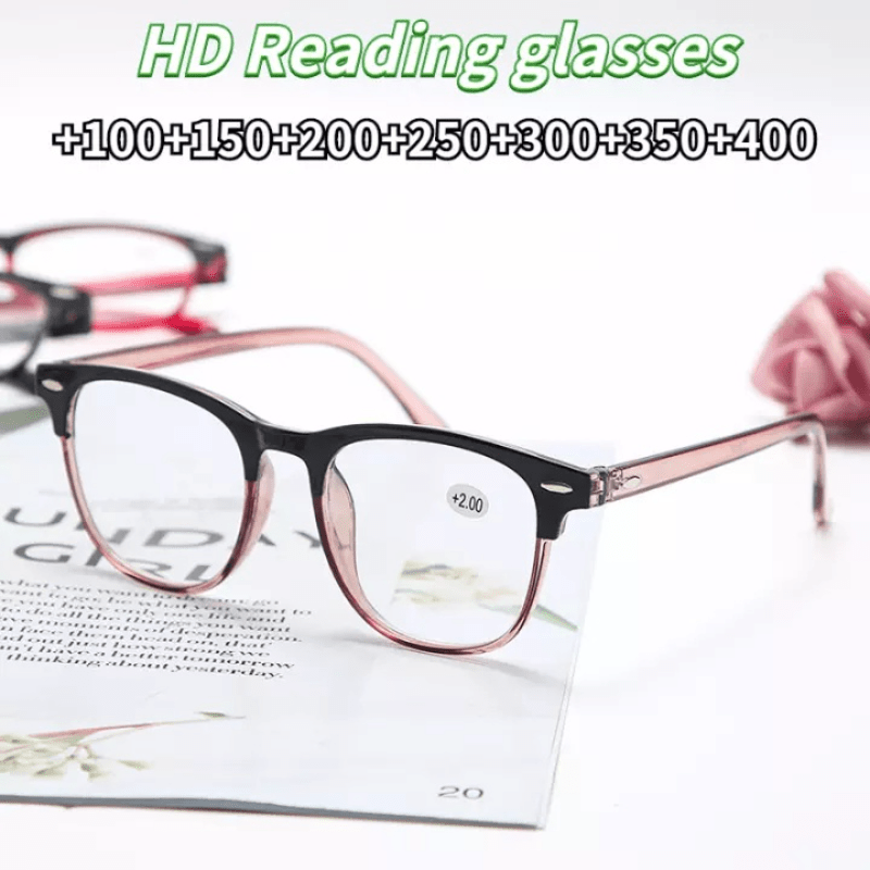 Square Reading Glasses HD Round Frame Full Frame Reading Glasses With Case