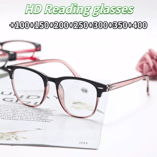 Square Reading Glasses HD Round Frame Full Frame Reading Glasses With Case
