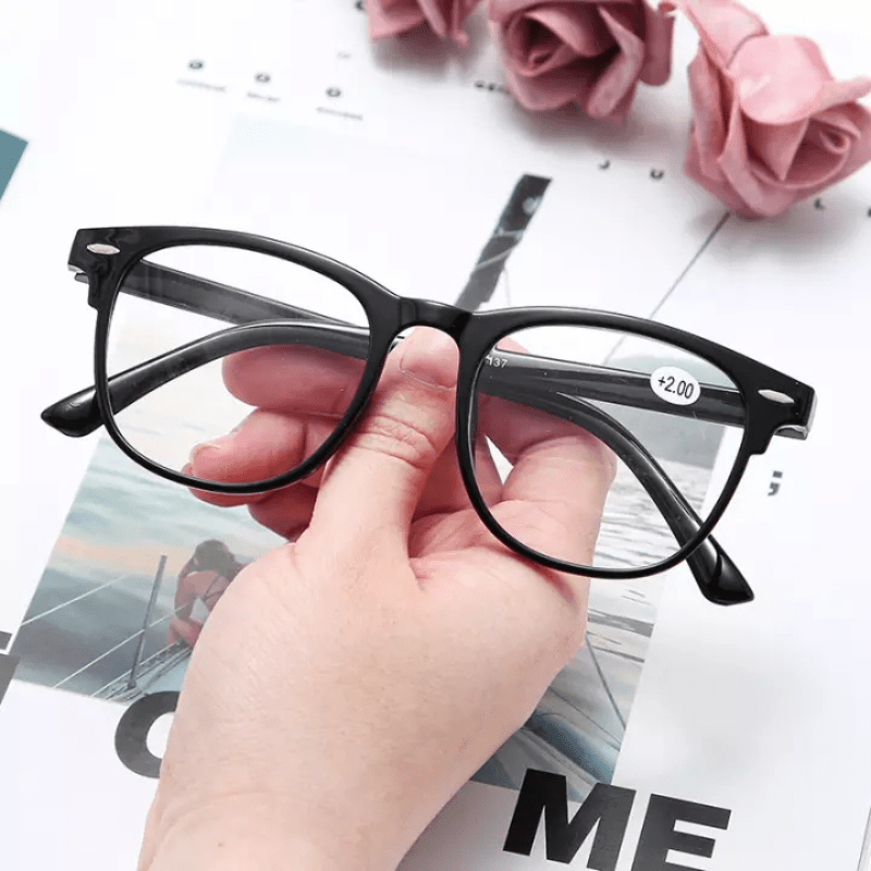 Square Reading Glasses HD Round Frame Full Frame Reading Glasses With Case