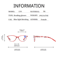 Anti-Blue Light Reading Glasses Full Frame Spring Hinge Women Men Glasses Case