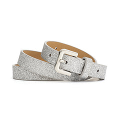 Glitter Fluorescent Waistband Adjustable Square Buckle Belt