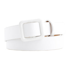 Non Porous Square Buckle Belt Solid Waistband Casual Jeans Pants Belt