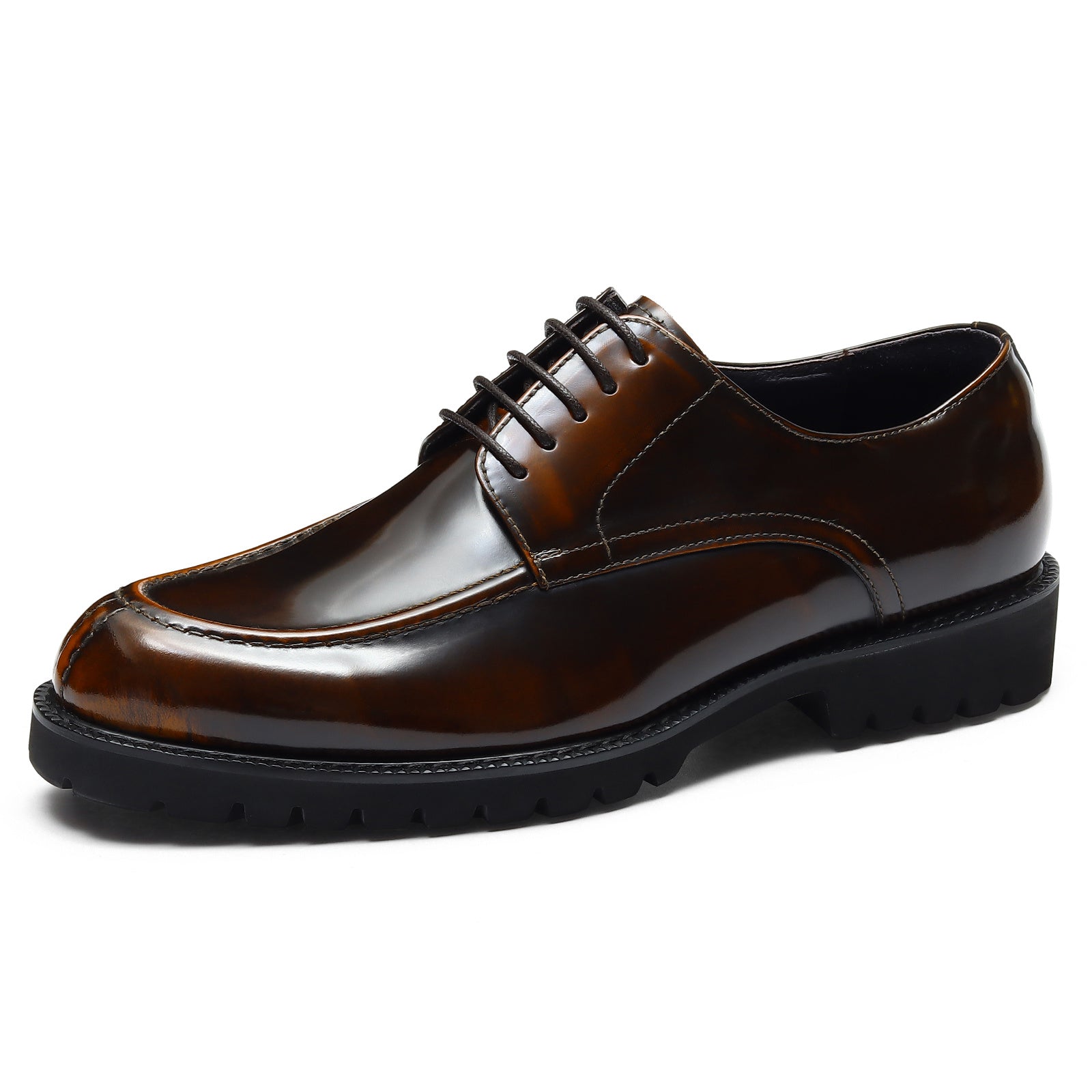Men's Round Toe Lace Up Derby Shoes for Wedding Party Business