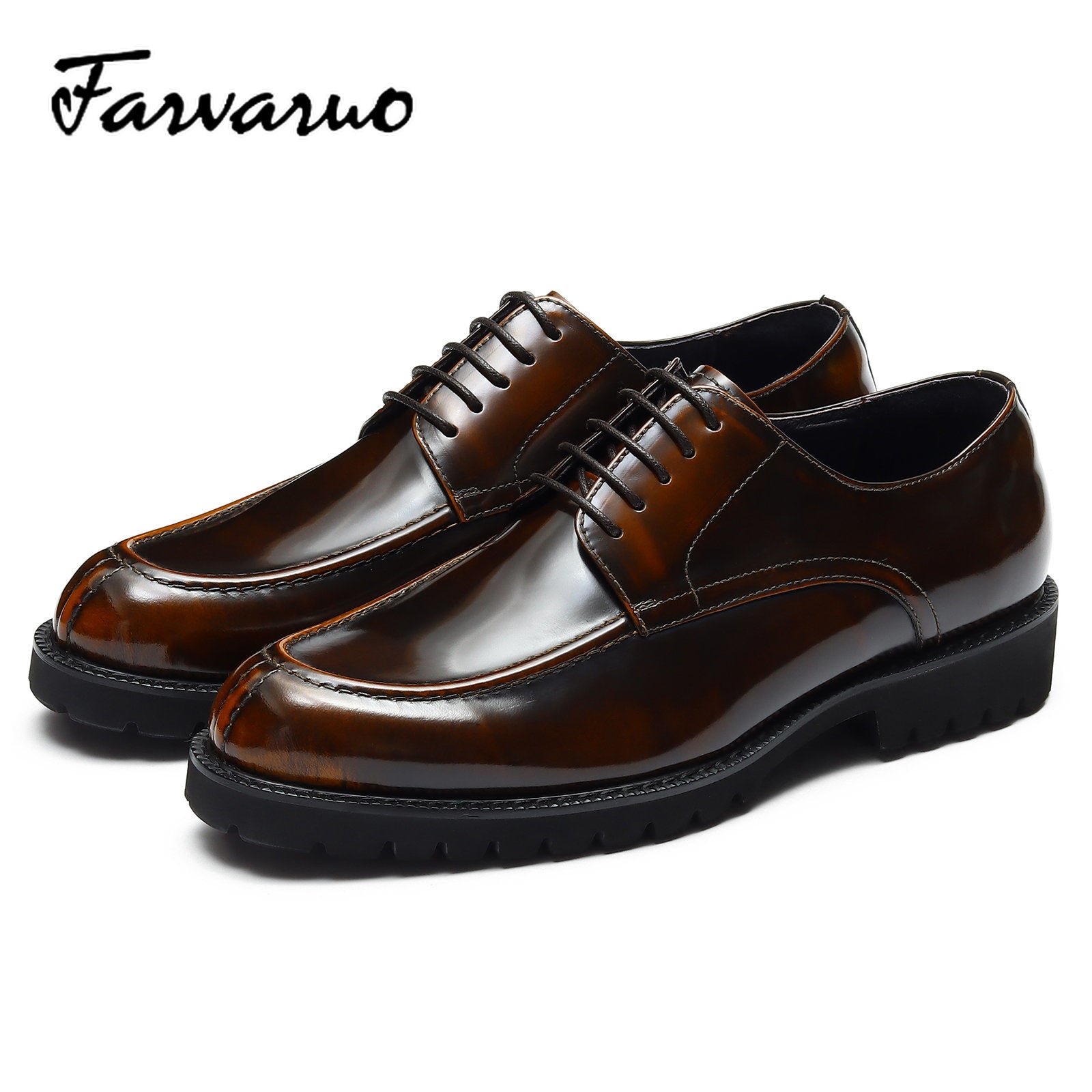 Men's Round Toe Lace Up Derby Shoes for Wedding Party Business