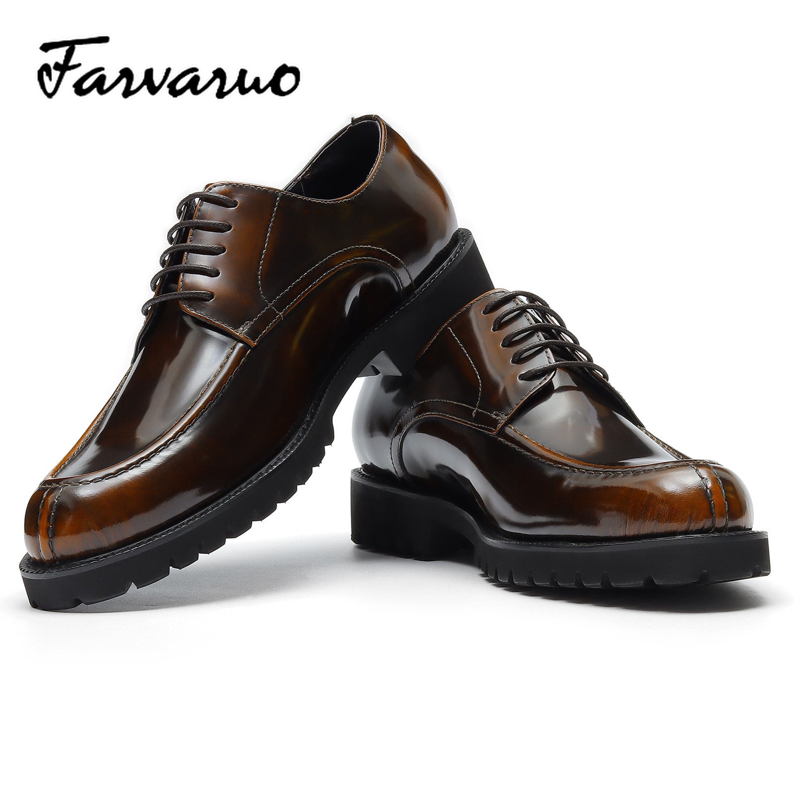 Men's Round Toe Lace Up Derby Shoes for Wedding Party Business