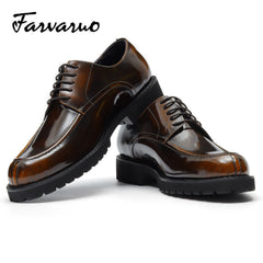 Men's Round Toe Lace Up Derby Shoes for Wedding Party Business
