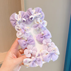 10pcs Baby Girls Hair Clip Mesh Bow Hair Clip Colorful Flower Duck Billed Clip
