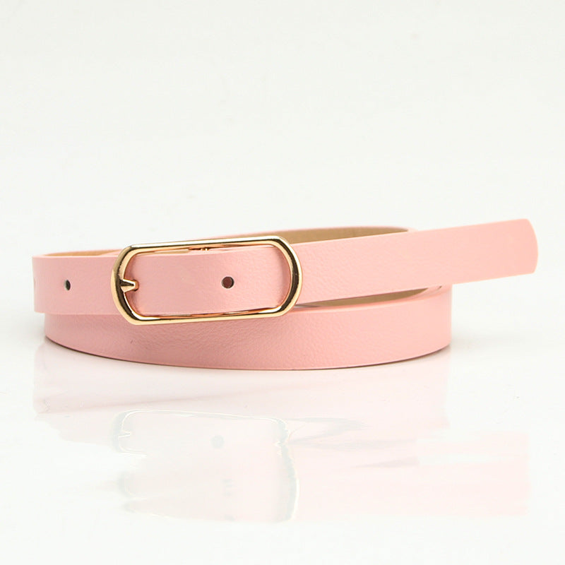 Oval Pin Buckle Thin Belt Solid Casual Waistband for Women