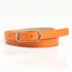 Oval Pin Buckle Thin Belt Solid Casual Waistband for Women