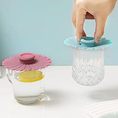 3pcs Sunflower Silicone Cup Lids Airtight Dust Proof Glass Lid