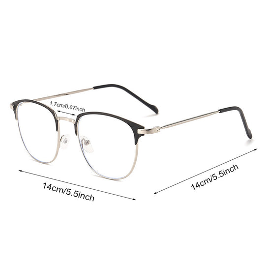 Men's Square Flat Metal Frame Glasses Casual Party Decorative Eyeglasses