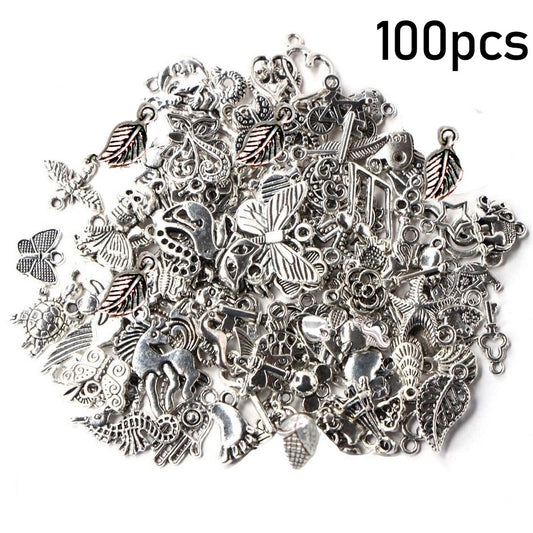 100pcs Mixed Animals Pattern Alloy Charms for DIY Bracelet Necklace Accessories