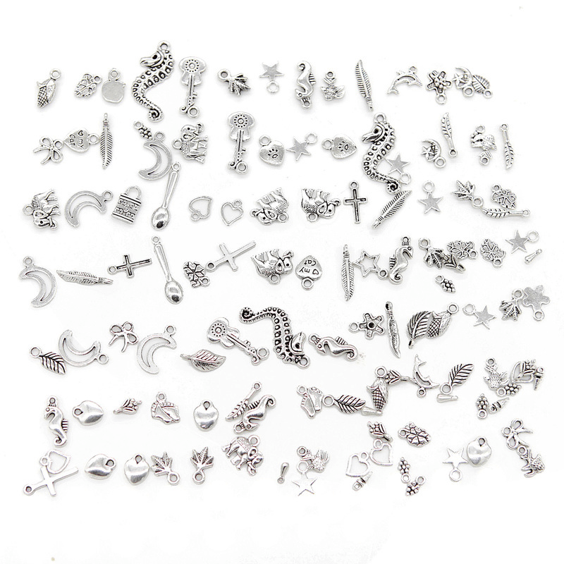 100pcs Mixed Animals Pattern Alloy Charms for DIY Bracelet Necklace Accessories