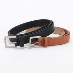 Vintage Square Pin Buckle Belt PU Leather Solid Waistband