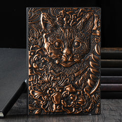 A5 3D Cat Head Notebook Hardcover Embossed Retro Notepad 100 Sheets