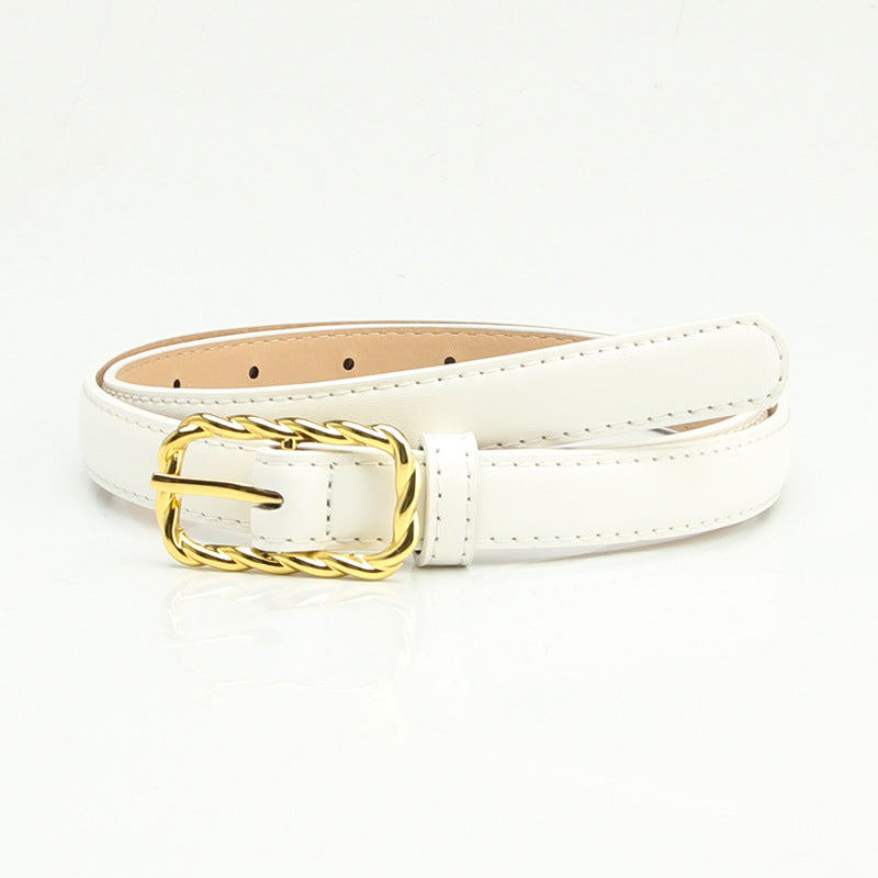 Vintage Thread Buckle Belt Solid Casual Jeans Pants Belt For Women