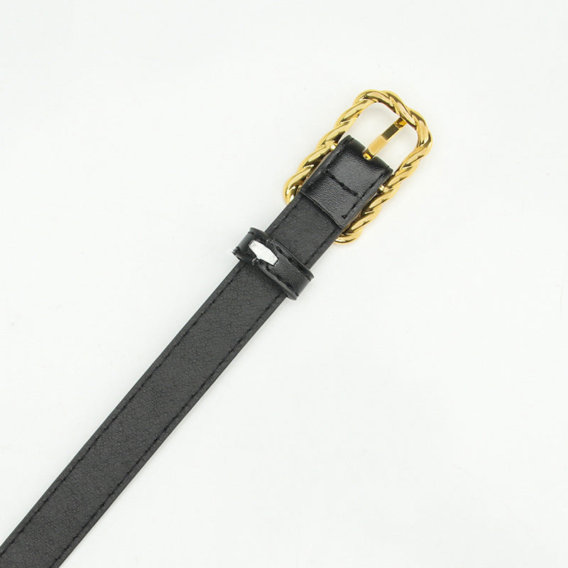 Vintage Thread Buckle Belt Solid Casual Jeans Pants Belt For Women