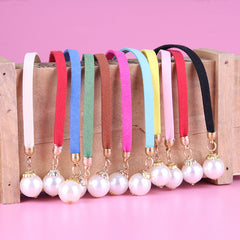 Faux Pearl Decor Thin Belt Lace Up Candy Sash Belt Pendant Waistband
