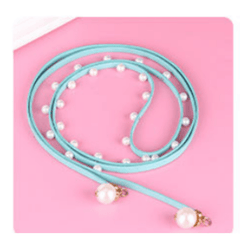 Faux Pearl Decor Thin Belt Lace Up Candy Sash Belt Pendant Waistband