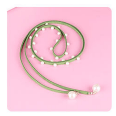 Faux Pearl Decor Thin Belt Lace Up Candy Sash Belt Pendant Waistband