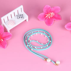 Faux Pearl Decor Thin Belt Lace Up Candy Sash Belt Pendant Waistband